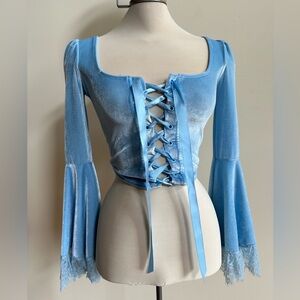 Women’s blue velvet blouse